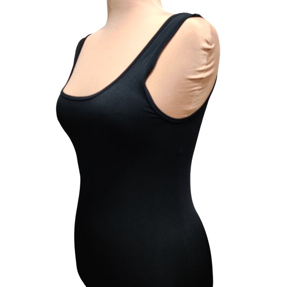 LOVE 83 L XL Juniors Womens Tank Top Black Scoop Neck Fitted Layering Stretch - Picture 6 of 12